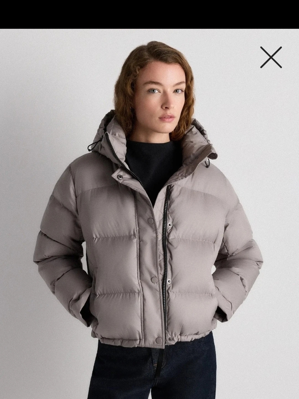 Quince Responsible Goose Down Cropped Puffer Jacket, Small, Morel Grey, NWT!